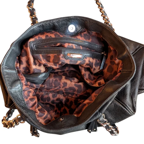 Vintage B Makowsky Black Leather Tote Bag - Picture 10 of 12